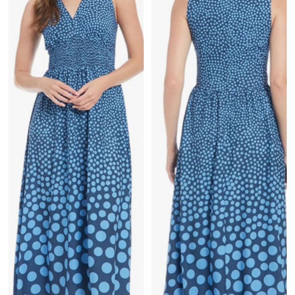 London Times Strapless Navy and White Dress
